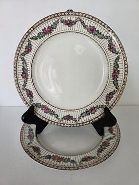Vintage Boots Pink Floral 2 Salad Plate with Gold Trim.